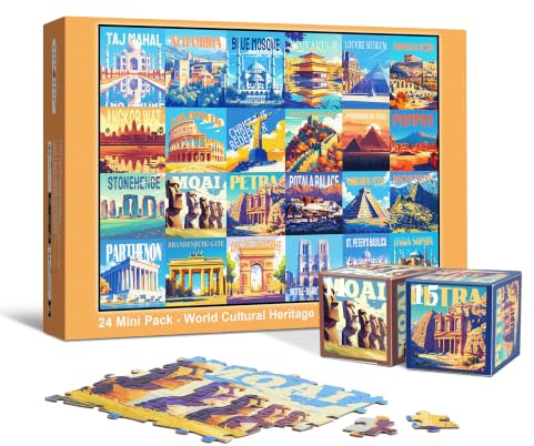World Heritage, 24 Mini Pack Daily Puzzle, 1000 Pieces, Advent Calendar