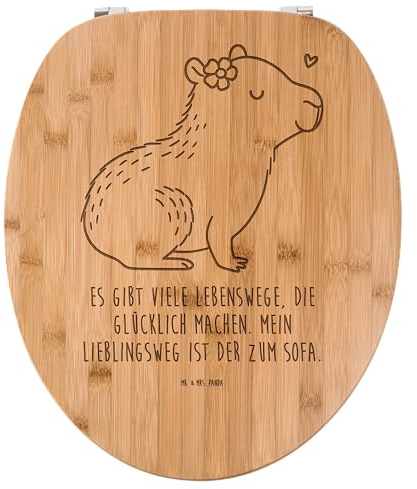 Mr. & Mrs. Panda WC Brille Capybara Blume - Geschenk, Sitz, WC-Brille, Lustige Sprüche, Klodeckel, Klobrille, Toilettendeckel