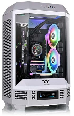 Computer Cases,Mid-Tower PC Gaming Case M-ATX/ITX - Front I/O USB 3.0 /Type-C Port - Panoramic View Tempered Glass Panel - Includes a 3.9-inch LCD Expansion Screen