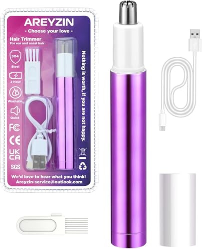 Nose Hair Trimmer for Women Nose Hair Clipper Professional Painless Noses Trimmer Ladies Eyebrow and Facial Hair Trimmer Battery-Operated, Waterproof Dual Edge Blades for Easy Cleansing