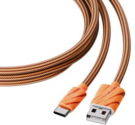 Juice Animals Braided USB A to USB C Cable 2m (Tiger) | iPhone 17 16 15 | iPad Pro Air Mini | Samsung Sony Huawei Google | Nintendo Switch PS5 Xbox | 1 year warranty