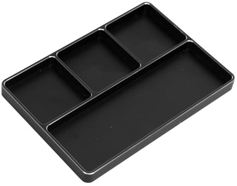 Fafeims Magnetisches Design, RC-Schraubenablage, 4 Gitter, Zum Aufbewahren von Schrauben, RC-Modellauto-Reparaturwerkzeug für RC-Fahrzeuge, Leicht zu Tragen, Aluminiumlegierung (Black)