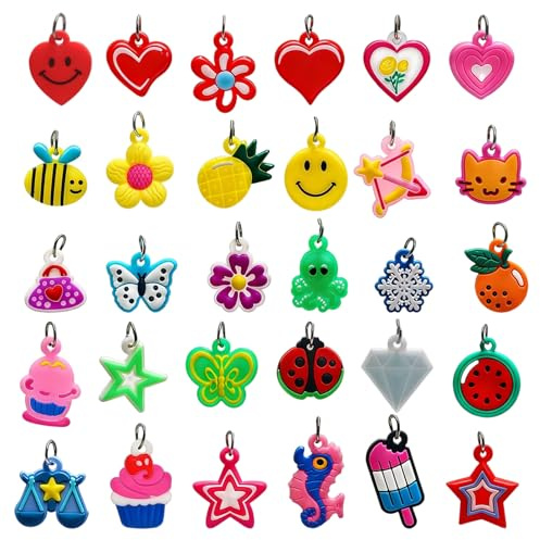 MBSIVSA 60 Stück Loom Charms Anhänger Set, Loom Bänder Anhänger, Loom Bänder Zubehör für DIY Armbänder Halskette Ohrringe für Kinder Jungs Mädchen