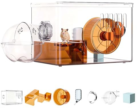 Biigdan 360° Panoramique Ventilation Cage Hamster avec 7 Accessoires