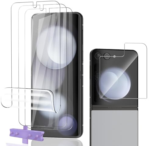 Phlleyaa 3+1 Stück Schutzfolie für Samsung Galaxy Z Flip 5 Folie Weich TPU | Displayschutzs mit Kamera Schutzfolie, Einfache Montage, Bläschenfrei, Anti-Bläschen, Kratzfest für Samsung Galaxy Z Flip 5