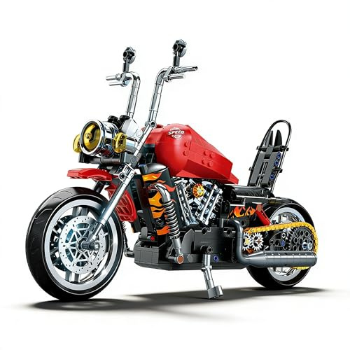 DrmBeyd Chopper Motorcycle Building Set for Adults, 1:8 Vintage Halei Motorbike Building Blocks Model Toy for Display, Home Office Collectible Gift for Motorcycle Fans, 600+ PCS