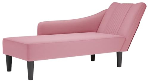 PHGTYUK Chaiselongue mit Rechter Armlehne Rosa Samt Bezug Hochelastischer Schaumstoff Komfortables Sitzerlebnis Vielseitig Einsetzbar für Wohnzimmer Schlafzimmer oder Büro Elegante