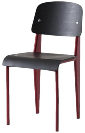 HJYXXSR Esszimmerstühle im Retro-Stil. Metallbeine, Moderne Küchen-/Esszimmerstühle aus Holz und Metall, geeignet für Esszimmer, Wohnzimmer und Besprechungsräume Black Red Legs