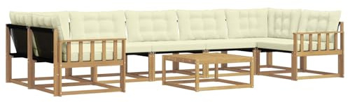 vidaXL Outdoor-Sofagarnitur 8 pcs Weiß und Creme 79 x 79 x 37 cm, Moderne Garten-Sofaset, wetterfeste Möbel, schicke Kollektion, bequemes Loungesofa für die Terrasse