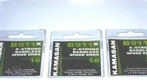Kamasan B911 X-strong barbless spade end fishing hook (16)