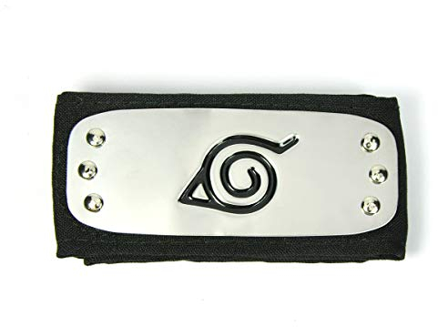 CoolChange Anime manga Stirnband für Shinobi Kostüm mit Konohagakure Wappen aus Metall, Schwarz