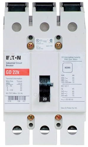 Eaton Gd3020 20 A, 3P, 240 V, 250 V CC, Type GD, 22 Kaic CB