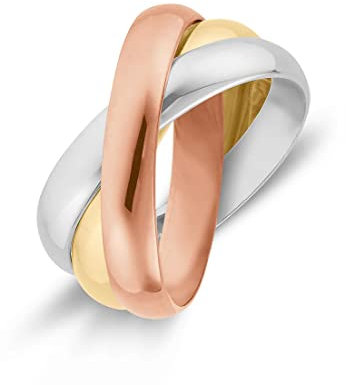 CHRIST Damen-Damenring 585er Gelbgold, 585er Weißgold, 585er Rotgold 56 Tricolor 32005798