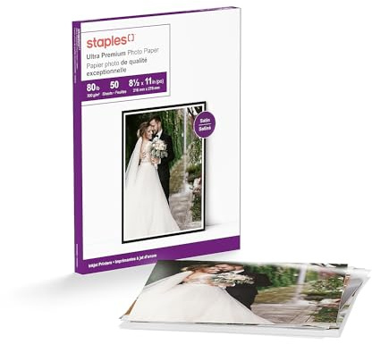 Staples Supreme Satin Photo Paper, 8.5x11 Inch, 50/Pack