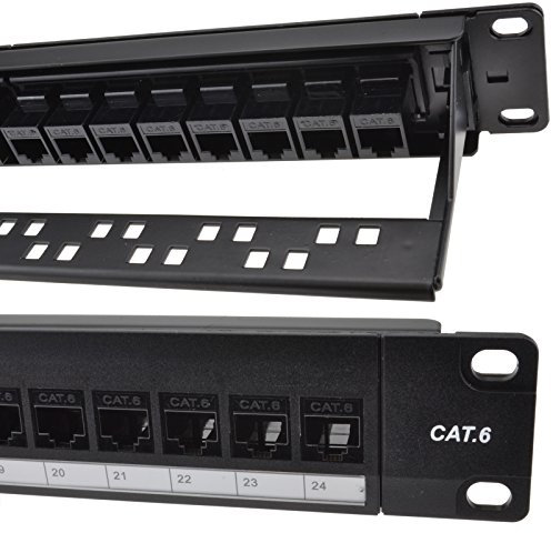 24 Ports RJ45 CAT6 gigabit Ethernet Pass par Coupleur 19 inch Patch Panneau [Cat6]
