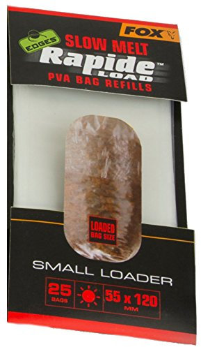 Fox Edges Rapide Refills Slow Melt - PVA Beutel zum Anfüttern, wasserlösliche Taschen für Grundfutter, Futterbeutel zum Angeln, Größe/Packungsinhalt:55x120mm - 25 Stück