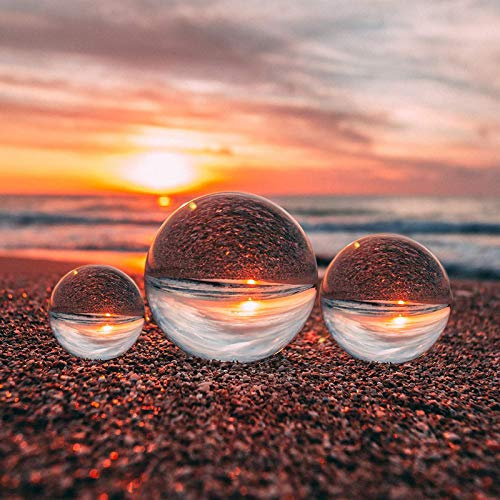 EMART 3 Pack Clear Crystal Ball, 60mm/80mm/100mm K9 Crystal Lens Ball with Microfiber Clot for Photography Accessory and Photo Props Decoration, Camera Sphere and Photography Orb