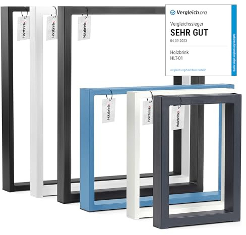 HOLZBRINK Tischbeine für Schreibtisch Esstisch, Möbelfüße aus Vierkantprofil 80x20 mm, Tischgestell 90x72 cm, Rohstahl mit Klarlack, 1 Stück, HLT-01-C-GG-0000