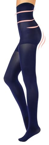 CALZITALY Collants Avec Tour De Taille Haute | Collants Opaques Sculptants | Collants Pour L'hiver | 80 Den | Noir, Bleu | S, M, L, XL | Bonneterie Italienne | (S, Bleu)