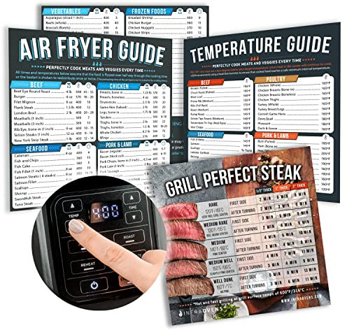 Air Fryer Cheat Sheet Cooking Times Chart Magnet Accessories for Refrigerator + Airfryer Baking & Grilling Cook Books and Kitchen Magnetic Fridge Food Temperature Guide for Quick Reference