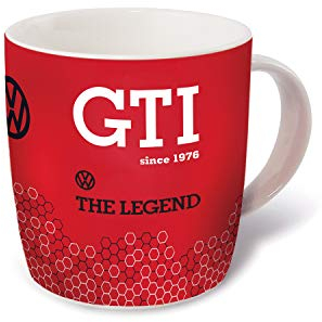 BRISA VW Collection - Volkswagen Keramik-Kaffee-Tee-Cappuccino-Tasse-Becher-Haferl Mug im GTI Design (370 ml/GTI The Legend/Rot)