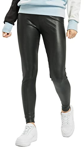 Urban Classics Damen Ladies Faux Leather High Waist Leggings Black, 3XL