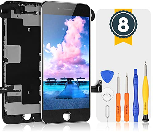 Bokman LCD Pantalla para iPhone 8 Reemplazo de Pantalla LCD con Cámara Frontal, Sensor Flex, Altavoz Auricular y Herramientas de Reparación(Negro)