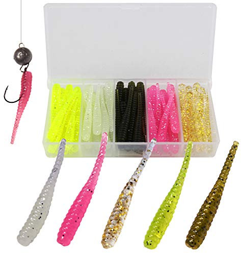 QualyQualy Esche Artificiali da Pesca di Esca Morbida per Pesca in Silicone Esca per Pesca Trota, spigola, Esche di plastica 3,5cm 50 Pezzi
