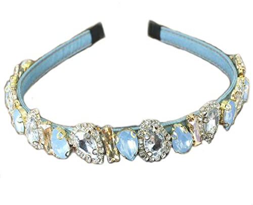 Brillabenny Serre Tête Pierres Cristal Strass pour Femme Mariée Cérémonie Bleu Ciel