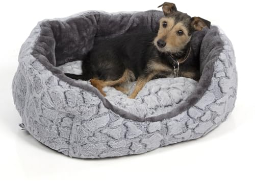 Wallace & Jones | Premium Hundebett York inkl. weichem Hundekissen für mittelgroße Hunde, Flauschiges Hundebett, Rutschhemmende Unterseite | 75 x 60 x 15 cm