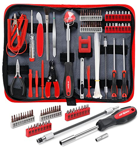 Hi-Spec 56-tlg. Präzisionswerkzeug-Set für Computer, Handys und Laptops – Mit Ratschenschraubendreher, Pozidriv-, Pentahole- und 20tlg.Präzisionsbits Set und Elektronik Werkzeugen