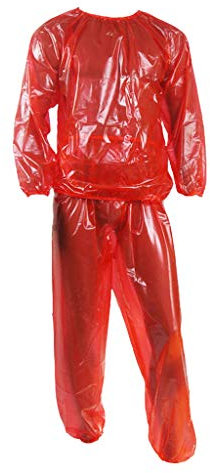 Haian PVC-Jogginganzug/Saunaanzug (Größe M, durchsichtiges Rot)