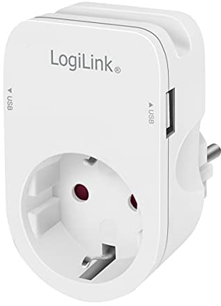 LogiLink PA0247 - Adattatore per presa (CEE 7/3) con 2 USB (2 USB-A) e supporto per smartphone