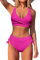 Beachsissi Criss Cross Maillot de Bain Taille Haute Maillot de Bain 2 Pièces avec Cordon de Serrage sur Le Côté, Rose Rouge, S