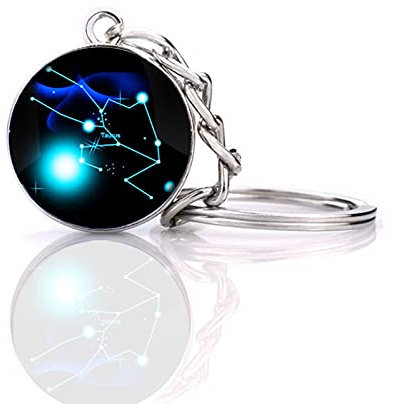 JWPavilion Zodiac 12 Constellation Glow In The Dark Creative Galaxy Schlüsselanhänger, Stier 1, Einheitsgröße