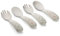 MiaMia Kinder und Baby Besteck Set - sicheres, geprüftes und lebensmittelechts Babybesteck aus Edelstahl mit handlichen Griffen - Creme Weiß (ab 12 Monate (4 Teile))