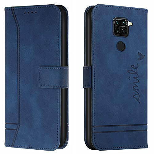 Lihondar Cover per Xiaomi Redmi Note 9/Redmi 10X 4G, Custodia Portafoglio Flip Libro Wallet Case Antiurto Custodia in Pelle PU Premium, Slot per Schede, con Magnetica a Scatto (Blu)