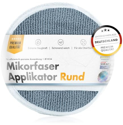 chemicalworkz® Round Microfiber Applicator Pad - Ultra sanfter Mikrofaser Applikator mit Fingertasche, Auto Detailing Applikator Pad | 10cm