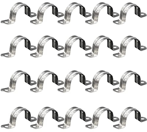 SHULLIN 20 Stück 304 Edelstahl U-Rohrschelle Zweiloch-Rohrschellen Verbindungsring 16mm Edelstahl Befestigungsschelle Schlauchschelle Karte Reitkarte Sattel Sattelgurt Rohrschelle für kabelrohr (M20)