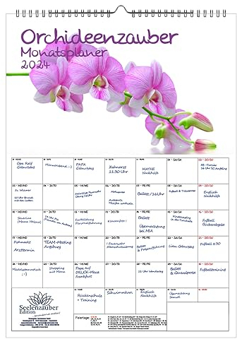 Orchideenzauber Planer DIN A3 Kalender für 2024 Orchideen und Blüten - Seelenzauber