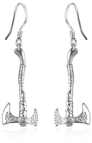 Wikinger Axt Ohrringe für Männer 925 Sterling Silber Axt Hoop Ohrringe Wikinger Axt Ohrringe Axt Tropfen Ohrringe Wikinger Ohrringe für Männer Frauen