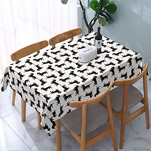 Tischdecken, schwarz und braun, glatt, beschichtete Dackel, Party-Tischdecken, waschbare Tischdecke für Wohnzimmer, Tischwäsche, 137,2 x 182,9 cm