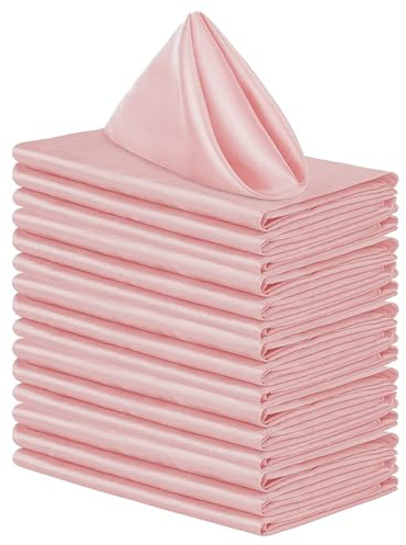 12 Stück Stoffservietten Servietten Quadratisch,Wiederverwendbare Napkins Cloth,Waschbare Servietten Stoff,Tischdekoration für Indoor Outdoor Partys Hochzeit Geburtstag Familie,Altrosa,50x50cm