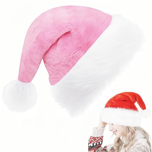 COSORO Cappello Natale Donna Uomo,Deluxe Peluche Cappello di Babbo Natale per Adulti Bambini,Unisex Velluto Cappelli Accessori Decorazioni Regali Festa Costume Morbido e Confortevole