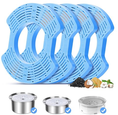 Filtre Fontaine Eau Chat, Pack de 4 Filtres à Triple Action pour abreuvoir pour chat pour Bol d'eau pour Chien de 2.5L/3L/4L, Filtre à eau de Remplacement à Charbon Actif pour Anti Éclaboussures Chien