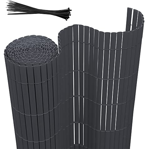 Joparri PVC Sichtschutzmatte 90 x 700 cm Sichtschutz Garten Sichtschutzzaun mit Kabelbindern, Stabil Kunststoff 3-Gewicht-Verstärkung, UV-beständig für Balkon Terrasse, Anthrazit