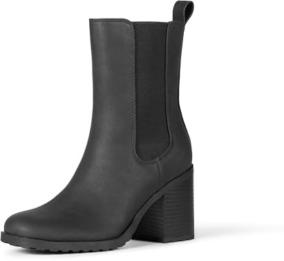 Amazon Essentials Stivali Chelsea a Metà Polpaccio con Tacco Donna, Nero, 38 EU