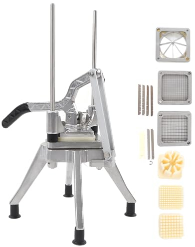 Cortador de Papas Fritas, Picador y Cuña para Verduras, Picador Manual de Frutas y Verduras,Desplegable, Cortador Profesional de Frutas y Verduras con Cuatro Cuchillas, 1/2