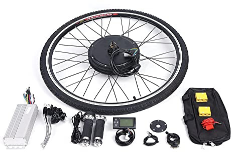 28 48V/1000W Elektro-Fahrrad Kit Vorderrad Ebike Elektrofahrrad Umbausatz Kit mit LCD, E-Bike Conversion Kit für 28-Zoll(Ohne Batterie)