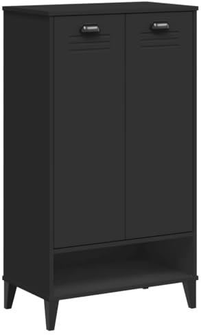 vidaXL Schuhschrank, Schuhkommode mit Stauraum, Schuhablage für 10 Paar Schuhe, Schuhregal Schuhständer Schuhaufbewahrung, Schwarz Massivholz Kiefer